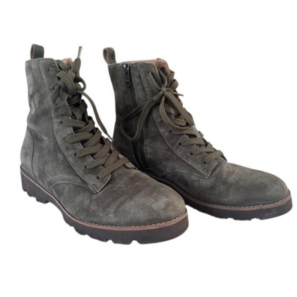 Vionic Lani Olive Green Suede Water Repellent Combat Boots Womens -‎ 7.5